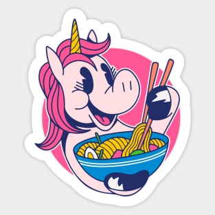 unicorn eating ramen Sticker